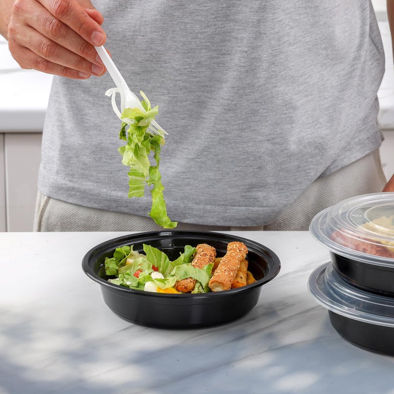 GUSTO [24 oz - 50 Count Round Meal Prep Containers with Lids â€“ Reusable, Microwaveable, Dishwasher & Freezer Safe, BPA-Free Food Storage Containers for Portion Control (Formerly Comfy Package) - Image 5